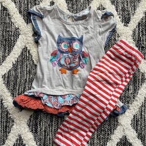 Rare Editions Owl Girls Outfit Girls size 24mo